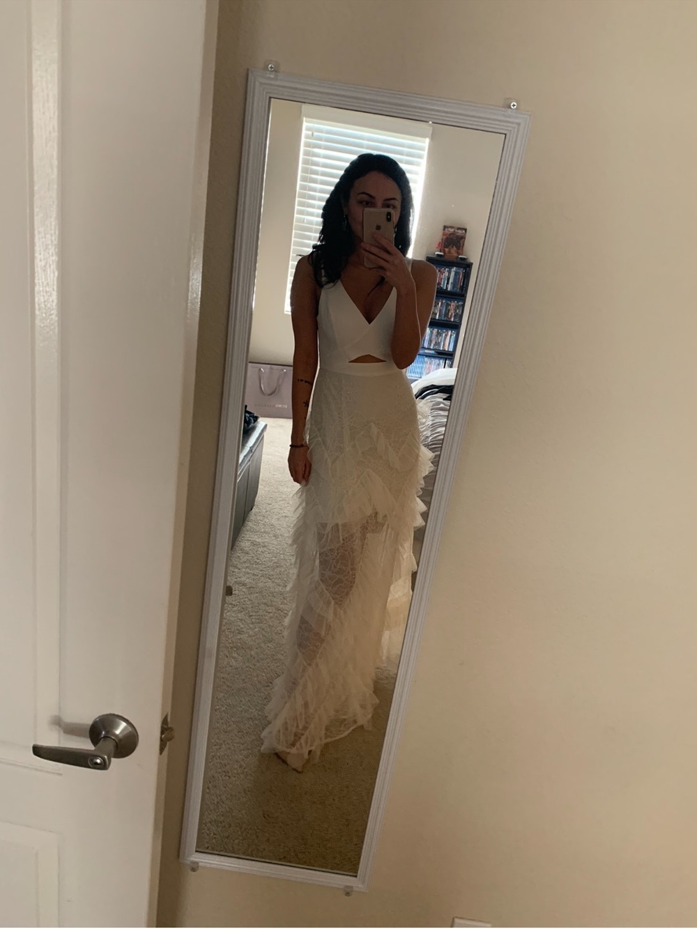 BCBGMaxAzria White Tiered Ruffled Maxi Dress